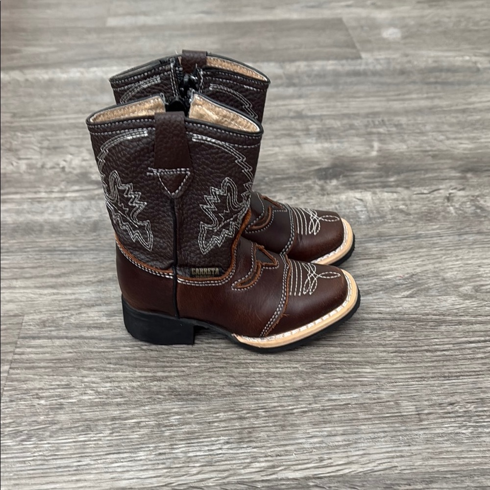 Brown Leather cowboy boots with a side zipper - Picture 3 of 7